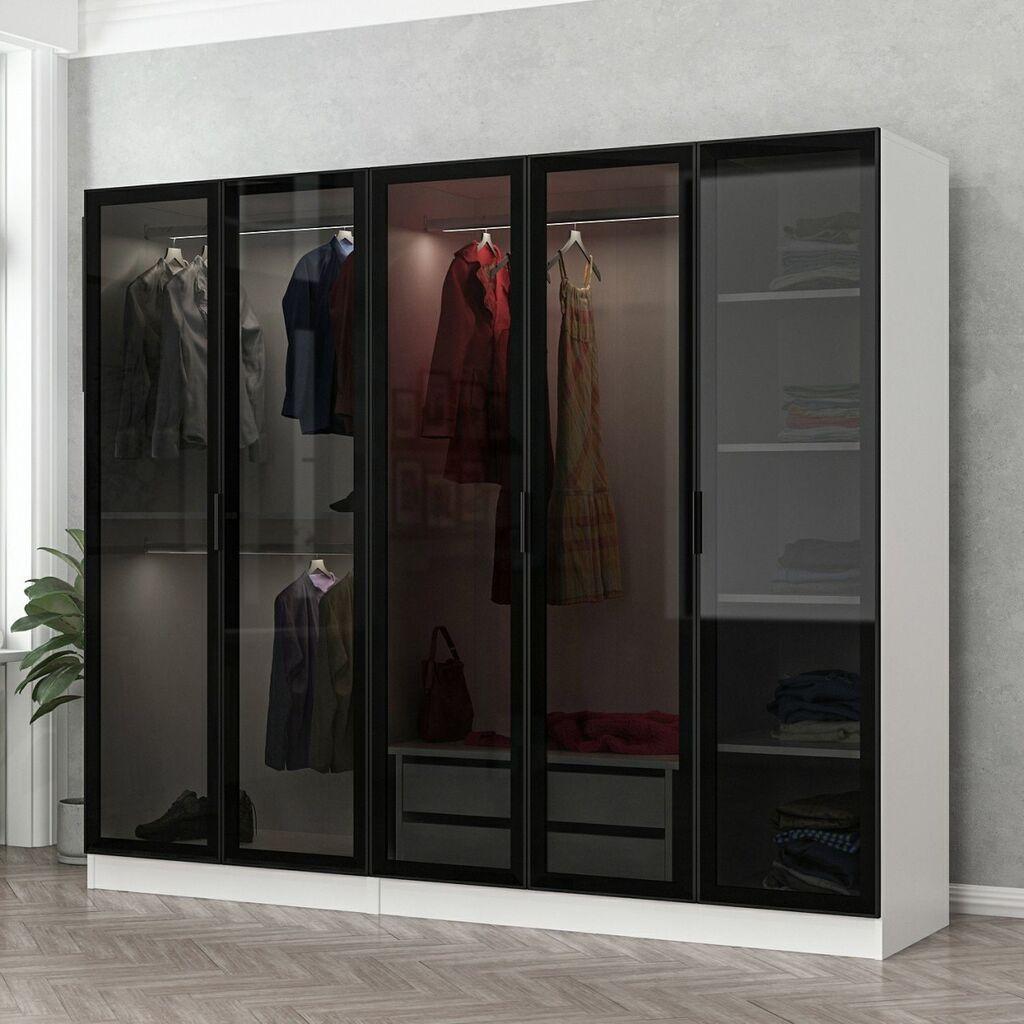 Гардеробер Hanah Home Кале 225x190x52 см Бело-Црно