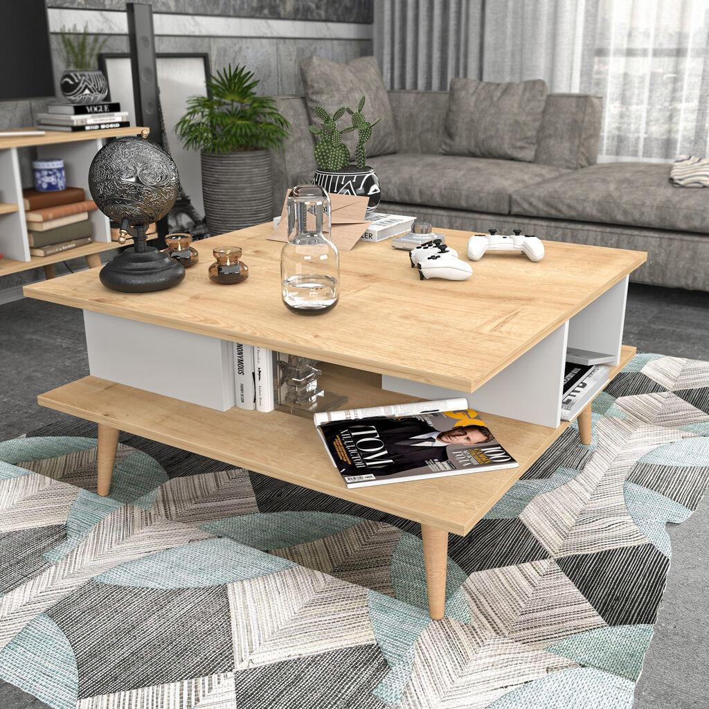 Маса за дневна соба Hanah Home Akya, 89x44x89 см, крем-бела