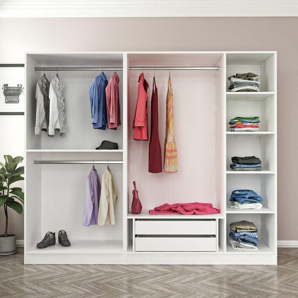 Гардеробер Hanah Home Kale 190 White v2, 225x190x52cm, бел