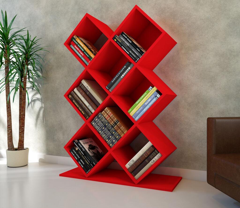 Хана Хоум Кумсал Црвена полица за книги 90x129x19.5 см, црвена