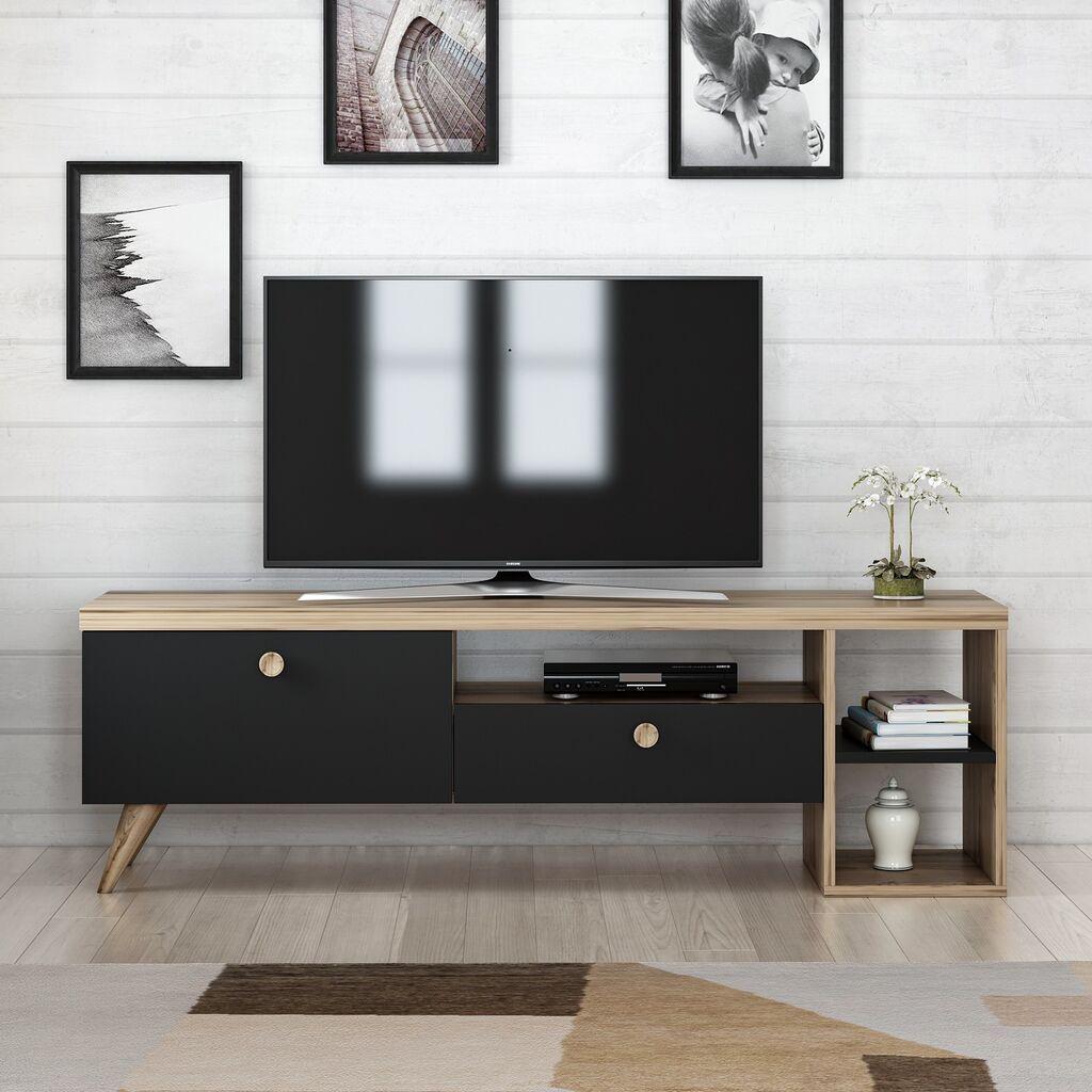 Полица за телевизор Hanah Home Parion, црно-кафеава