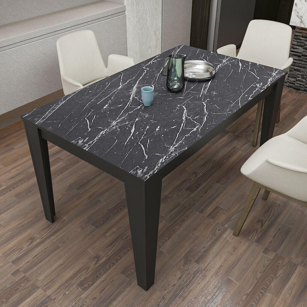 Трпезариска маса Hanah Home Bud 145x75x85cm црна-мермерна