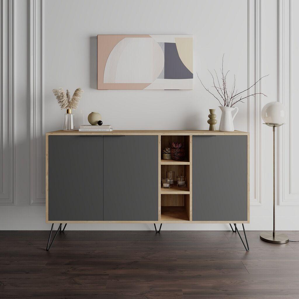 Комода со фиоки Hanah Home Clara Console, кафеаво-сива