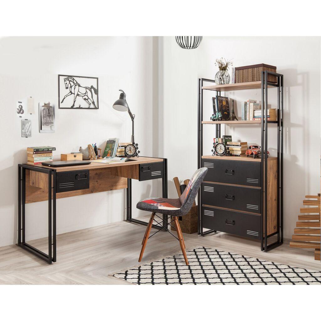 Комплет биро и комода Hanah Home COSMO беж-црна