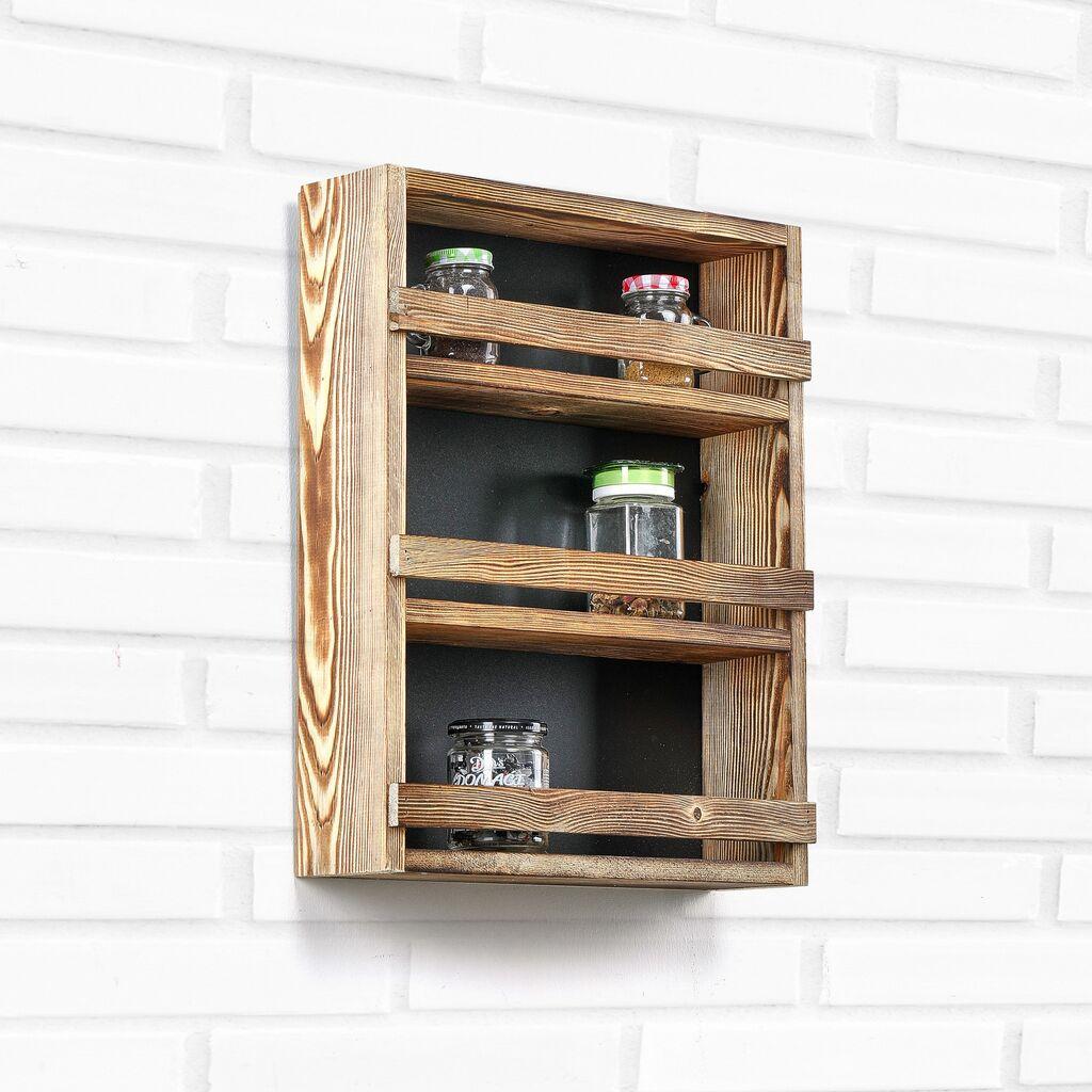 Aberto Design Кујнска полица Голема полица со три слоја, 48 x 34 x 8 см, кафеава