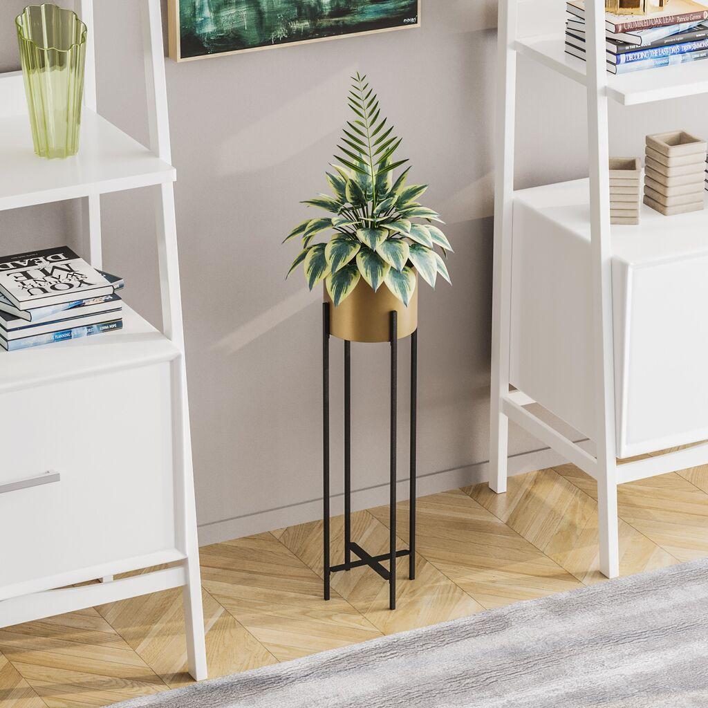 Декоративна саксија Aberto Design GED-025-A, 23x78x23 см, O 20 см,, Црна и златна
