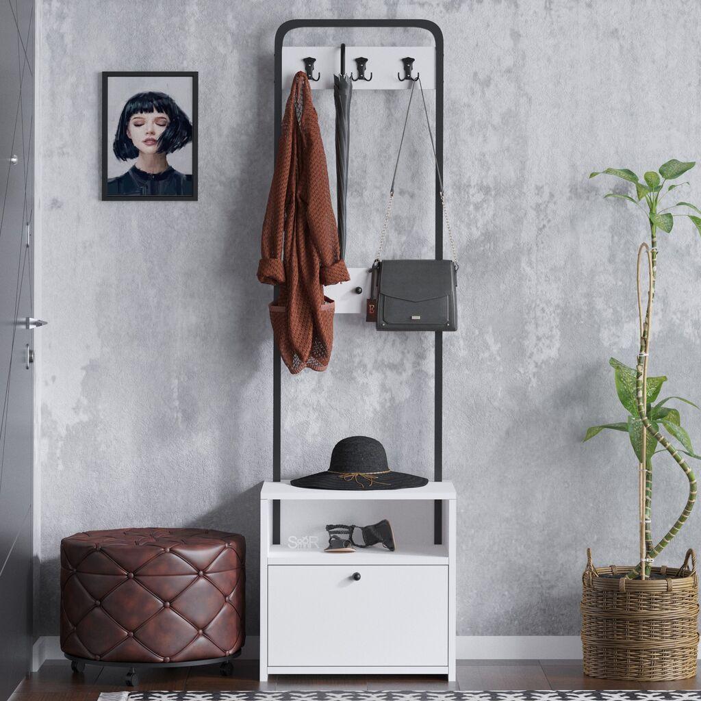 Полица за чевли Hanah Home 50x170x35 см бело-црна