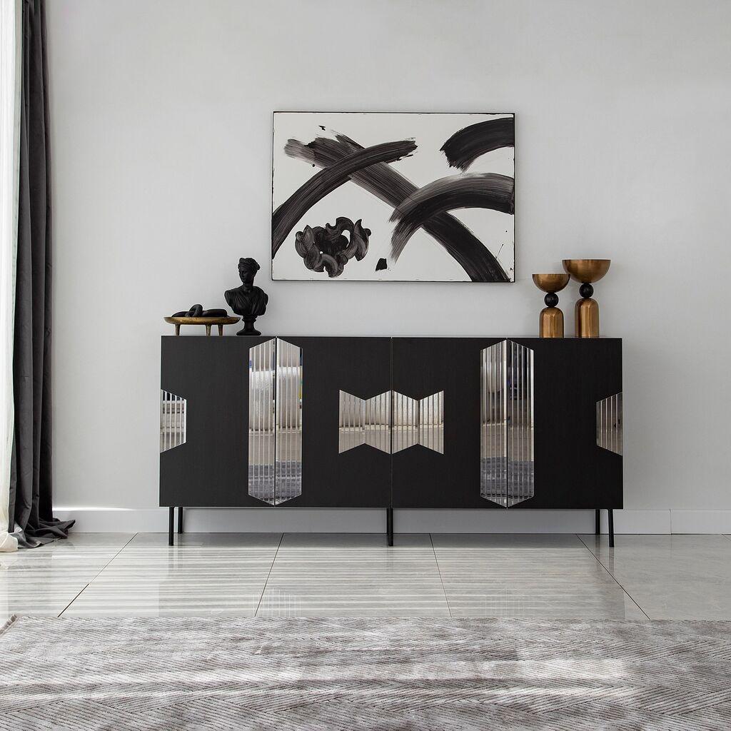 Комода Hanah Home Виена 180x80x40 см црно-сива