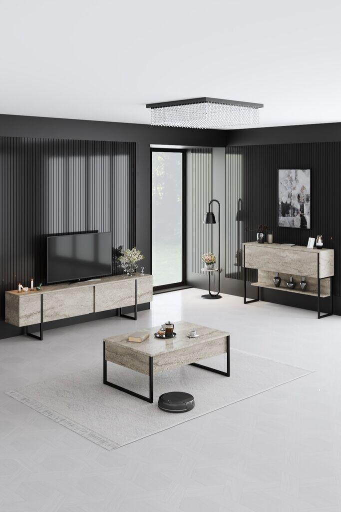 Комода за телевизор Hanah Home Set и клубска маса, беж-црна
