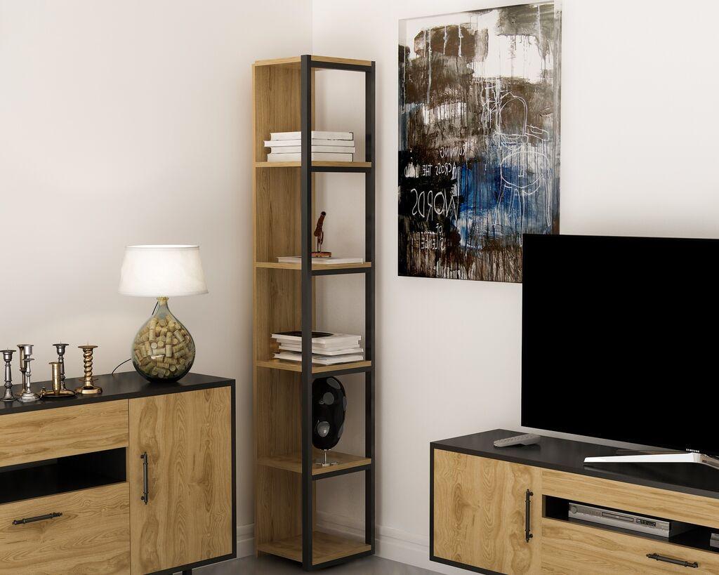 Полица за книги Hanah Home Texas Black Ud 33,7x180x29,5 см, кафеава