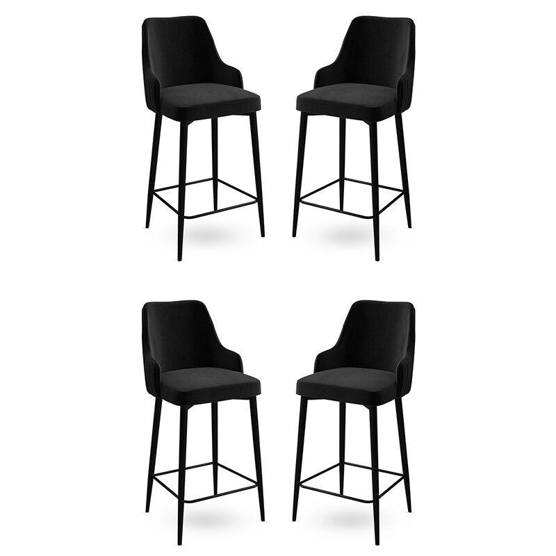 Hanah Home Комплет од 4 барски столчиња Enox Black