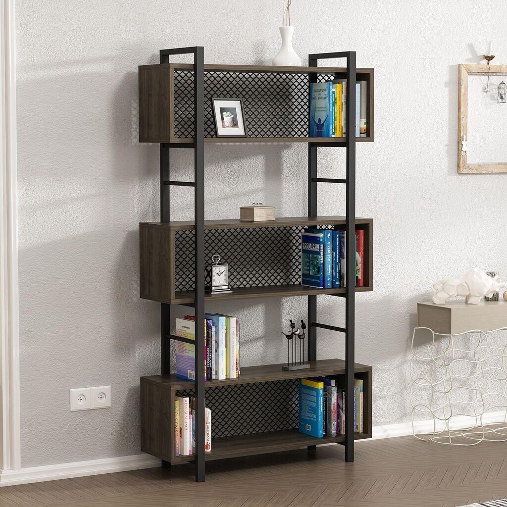 Полица за книги Hanah Home Still Walnut 90x160x25cm, сива