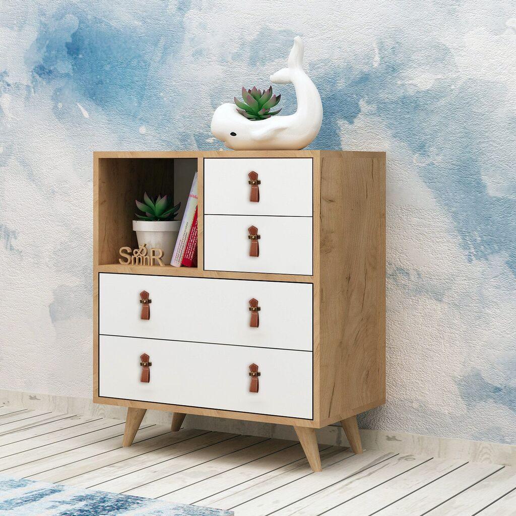 Комода Hanah Home Fallow 70x88,6x40cm даб-бела