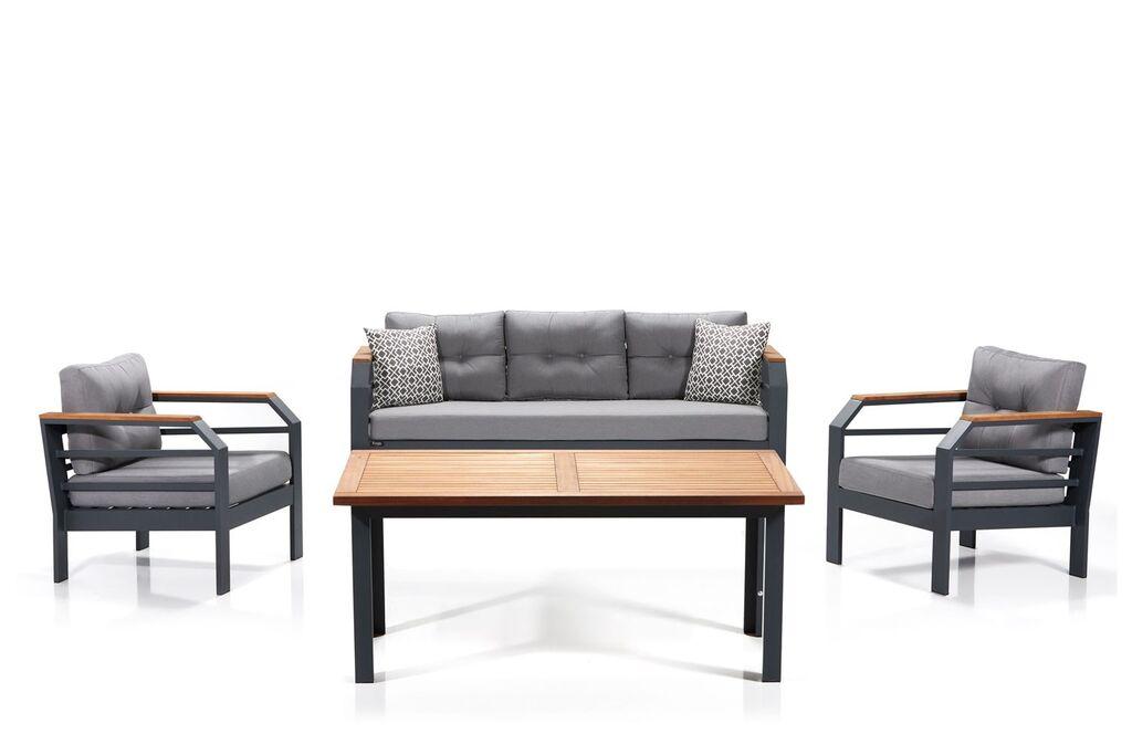 Градинарски мебел Hanah Home 67x197x77 см сиво-црн