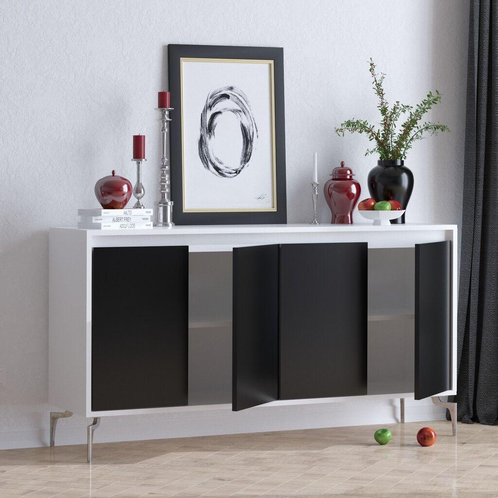 Комода Hanah Home PEETA 140x94x40 см црно-бела