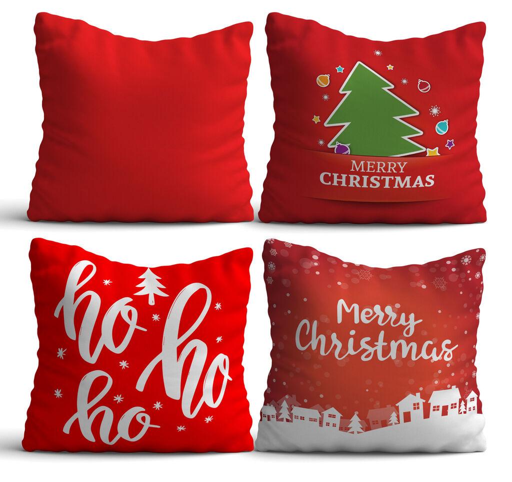 Aberto Design NYXMAS06 Комплет од 4 декоративни перници, 43 x 43 см, црвена