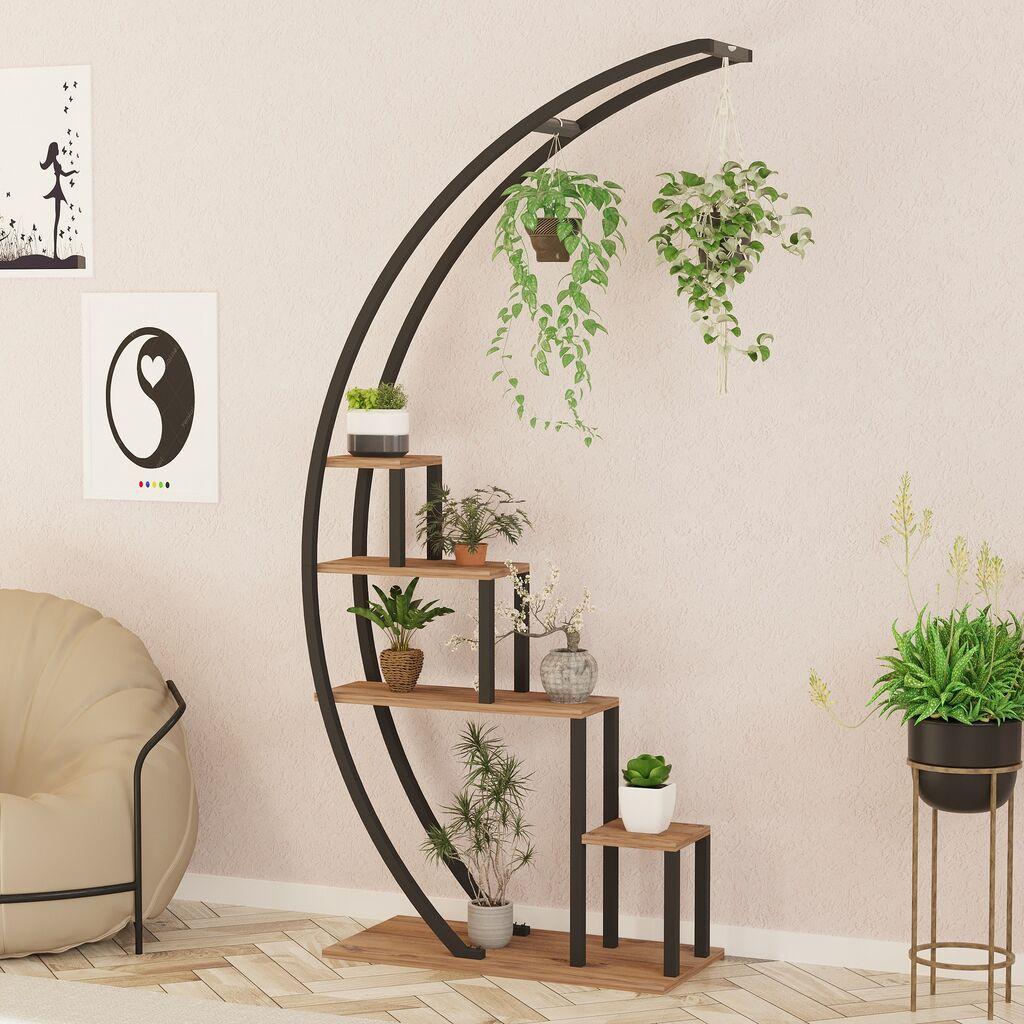 Полица за книги Hanah Home Garden Atlantic 85x180x35 см, црно-кафеава