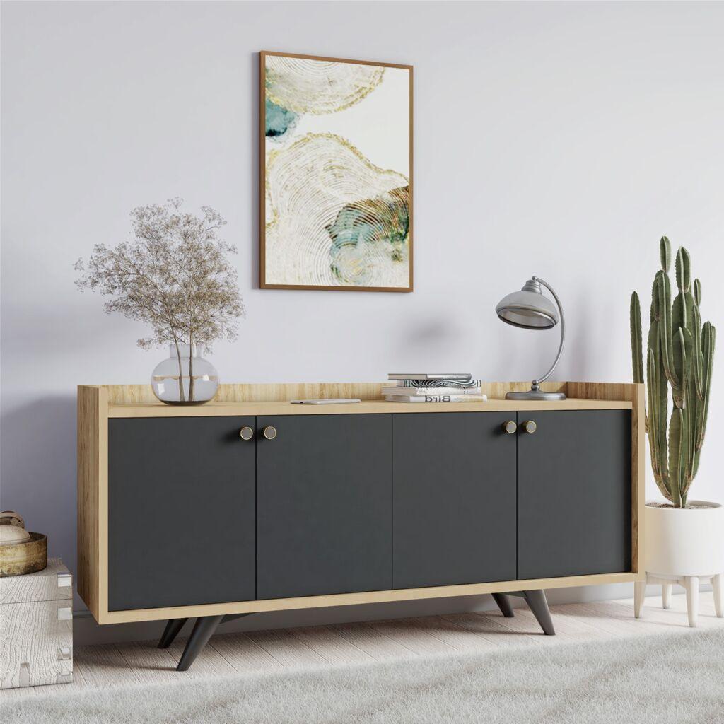 Комода Hanah Home Пиран 150x75x40см Антрацит-Даб