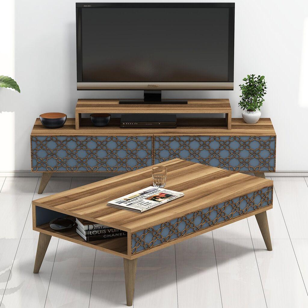 Hanah Home Set ТВ комода и клуб маса од орев