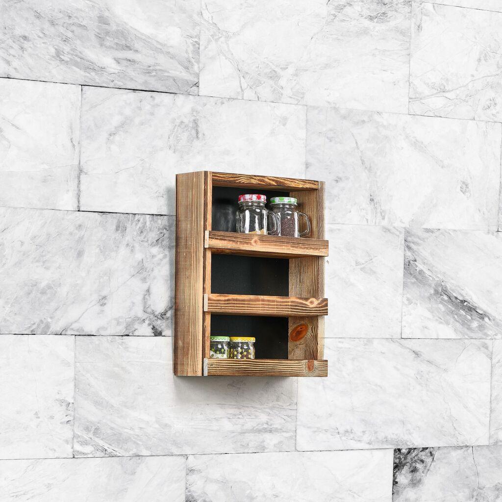 Aberto Design Кујнска полица Трослојна полица, 28x34x8 см, кафеава