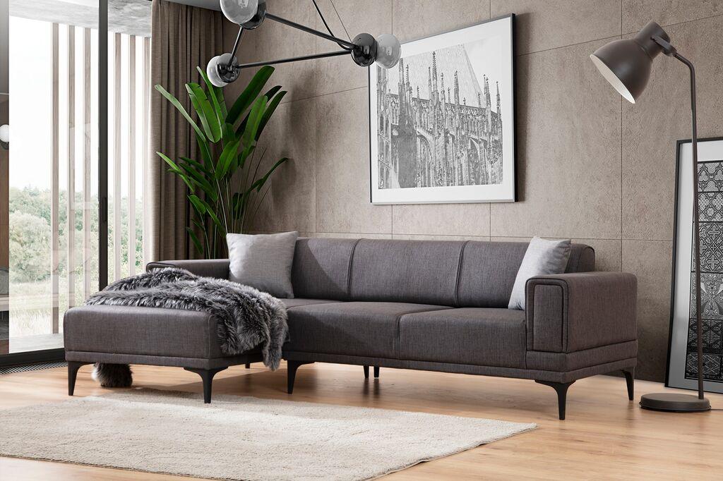 Аголна гарнитура Atelier del Sofa Horizon 85x43x207cm темно сива