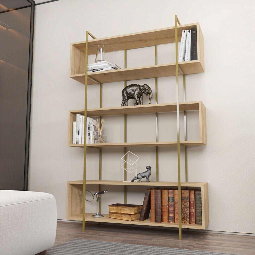 Полица за книги Hanah Home Bruti Oak Gold 120x180x29.6 см, беж