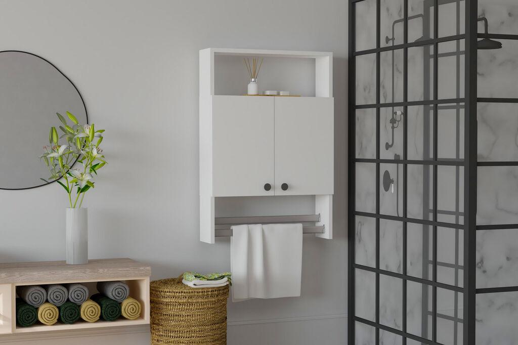 Hanah Home Плакар за купатило 60X87X15 Cm Бело