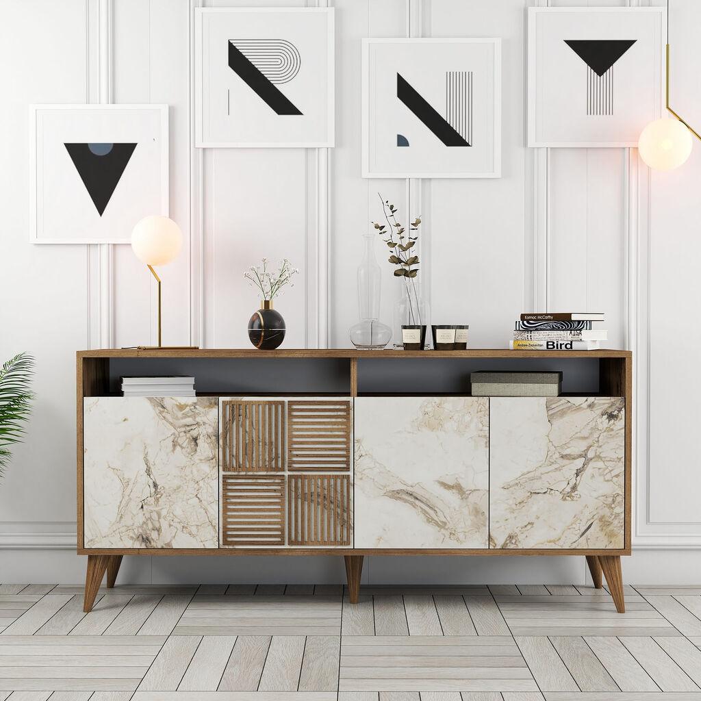 Комода Hanah Home Milan 160, бело-кафеава