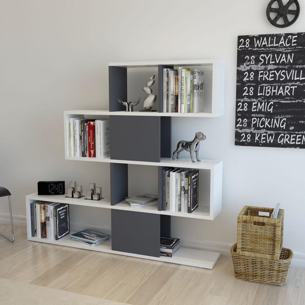 Полица Hanah Home 120x109x19.5cm бела-антрацит