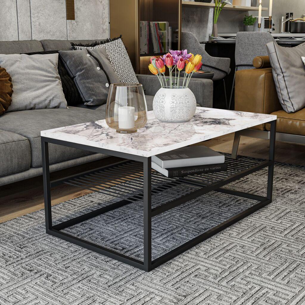 Клуб маса Hanah Home Asude, 95x43x55 см, бела-црна