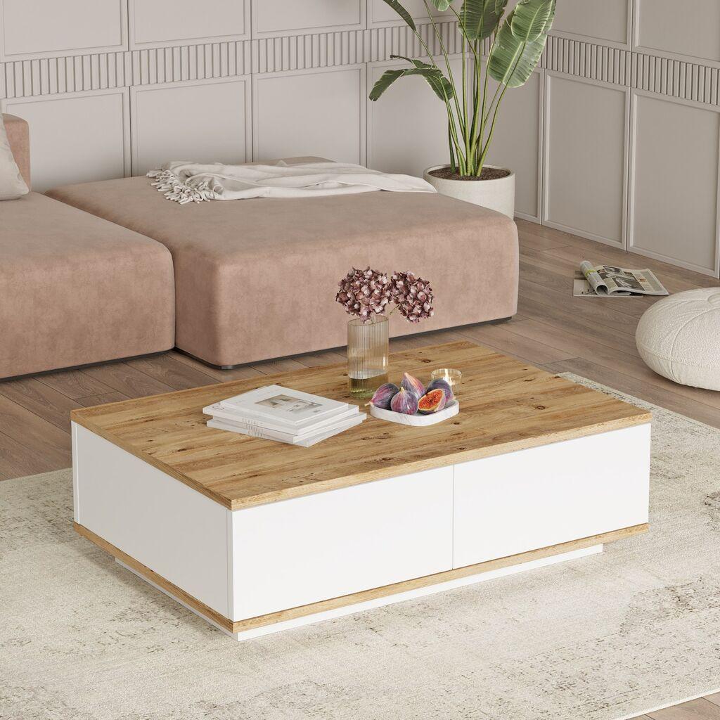 Клуб маса Hanah Home FR14 AW, 90x28.6x60 см, крем-бела