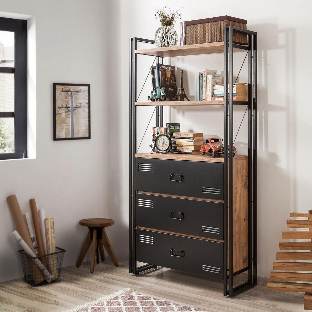 Полица Hanah Home 90x180x35cm беж-црна