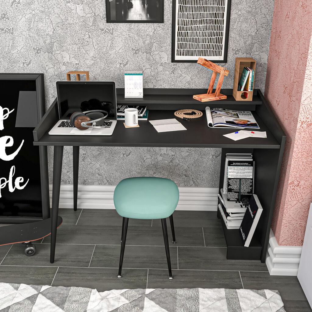Работна маса Hanah Home 121,8x88,3x59 см, црна