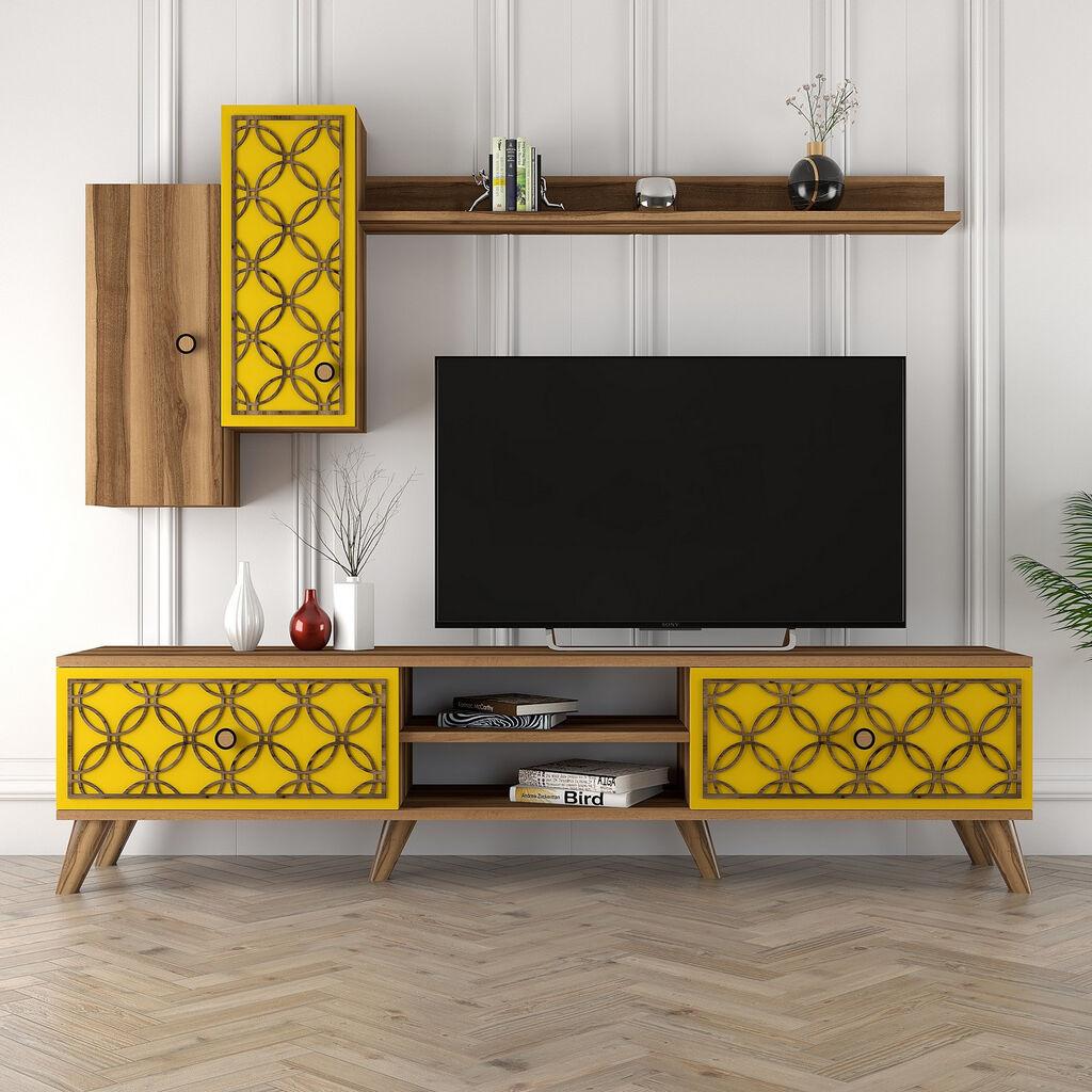 Полица за телевизор Hanah Home Class S, кафеаво-жолта