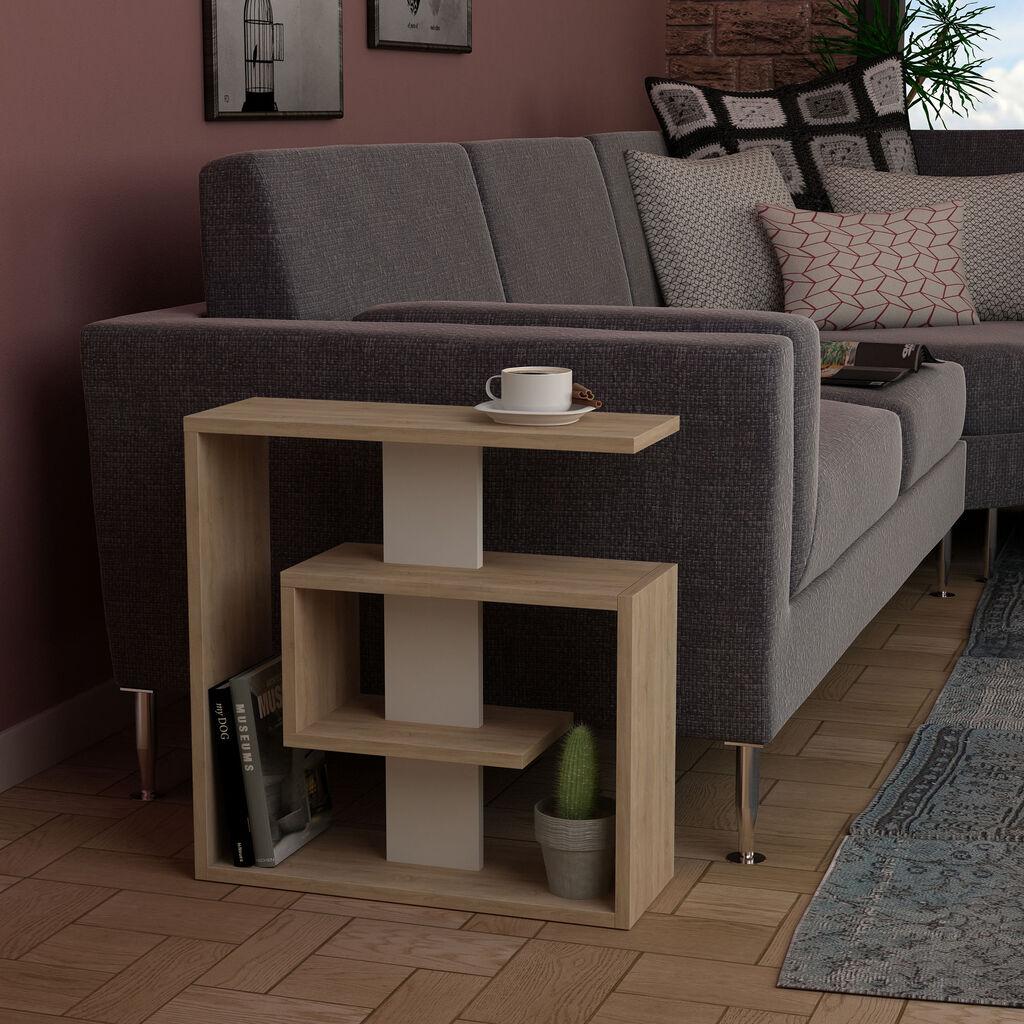 Клуб маса Hanah Home Saly 55x57x20 см даб-бела