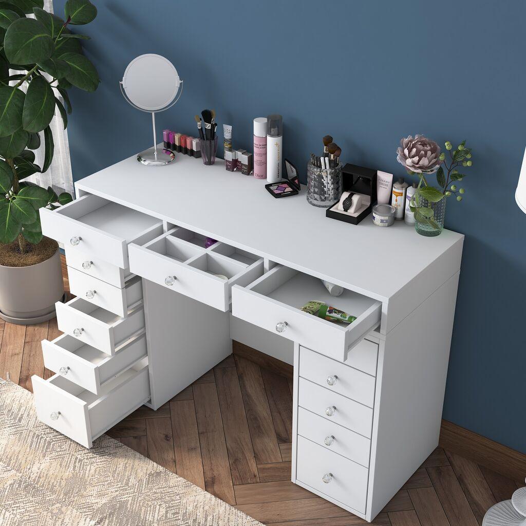 Маса за шминкање Hanah Home 120x81.6x44.5 см бела