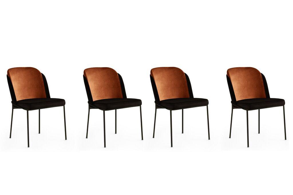 Комплет од 4 трпезариски столчиња Hanah Home DR Бронзено-црна