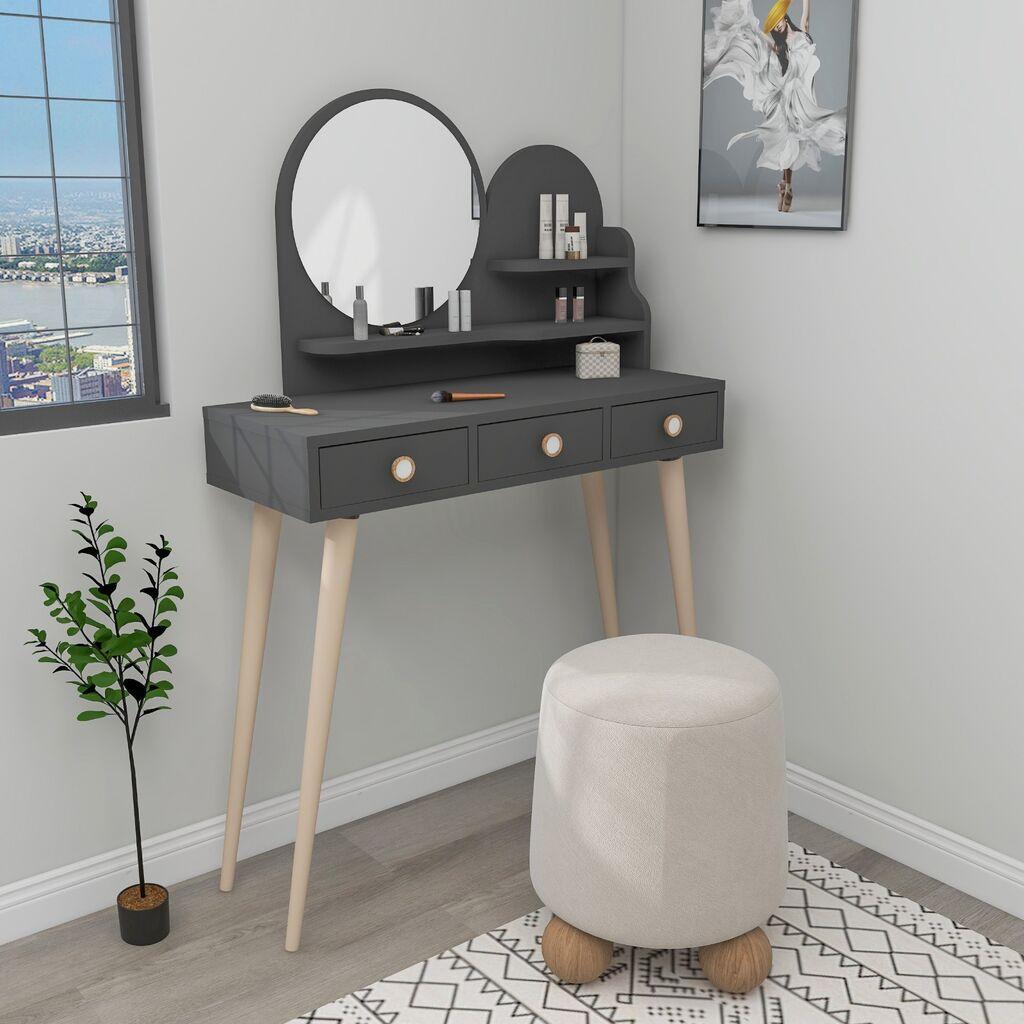 Маса за шминкање Hanah Home 74x130.8x35cm Антрацит