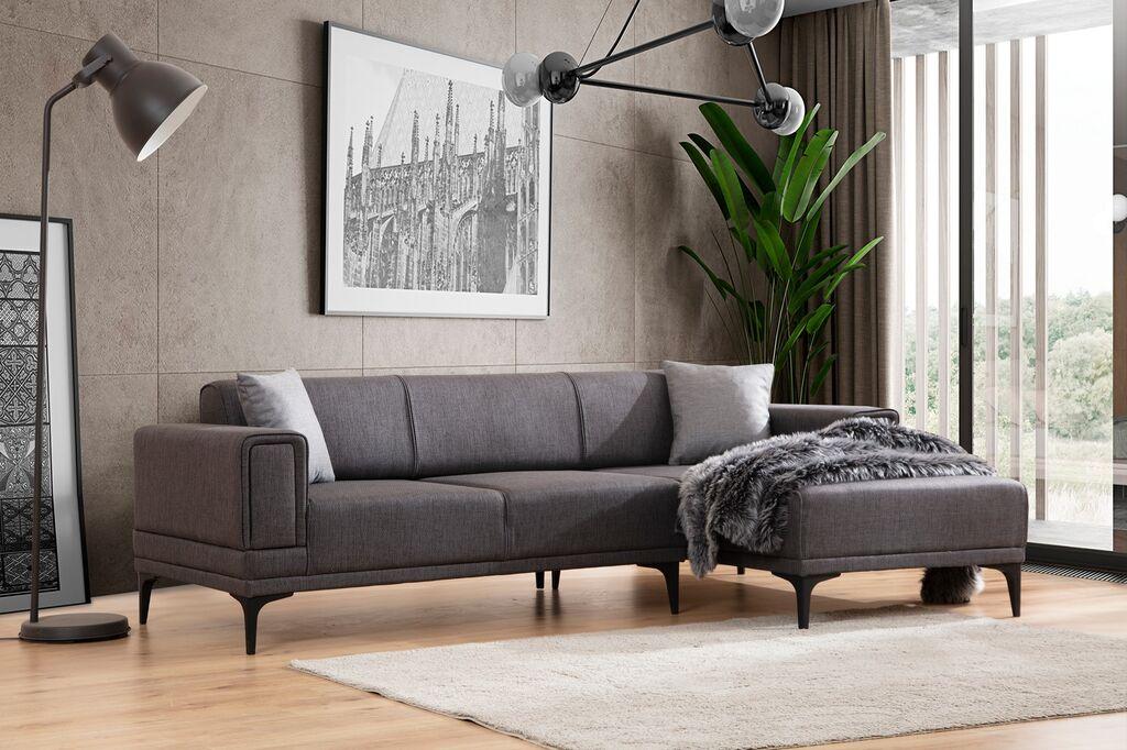 Аголна гарнитура Atelier del Sofa Horizon 85x77x250cm темно сива