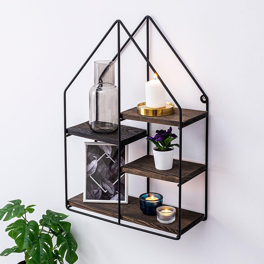 Dzидна полица Hanah Home Lilium, кафеаво-црна