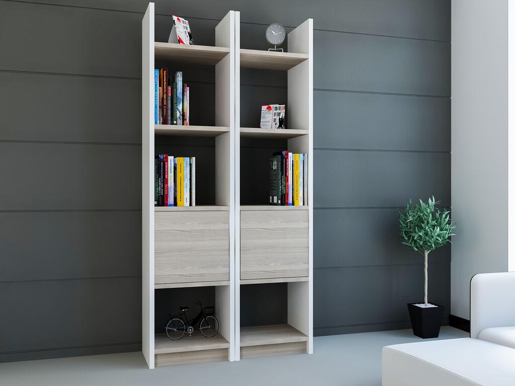 Полица Hanah Home 66,2x150x29,5 см бела-крем боја