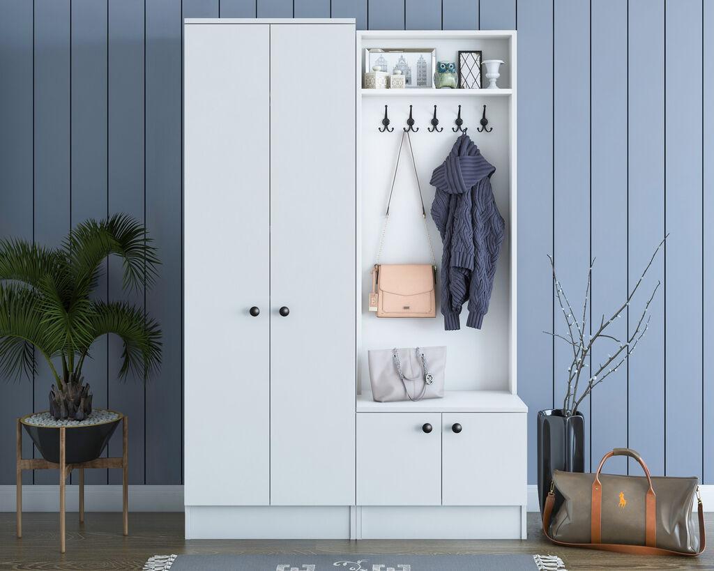 Hanah Home M11 1567 Полица за чевли со машна, бела