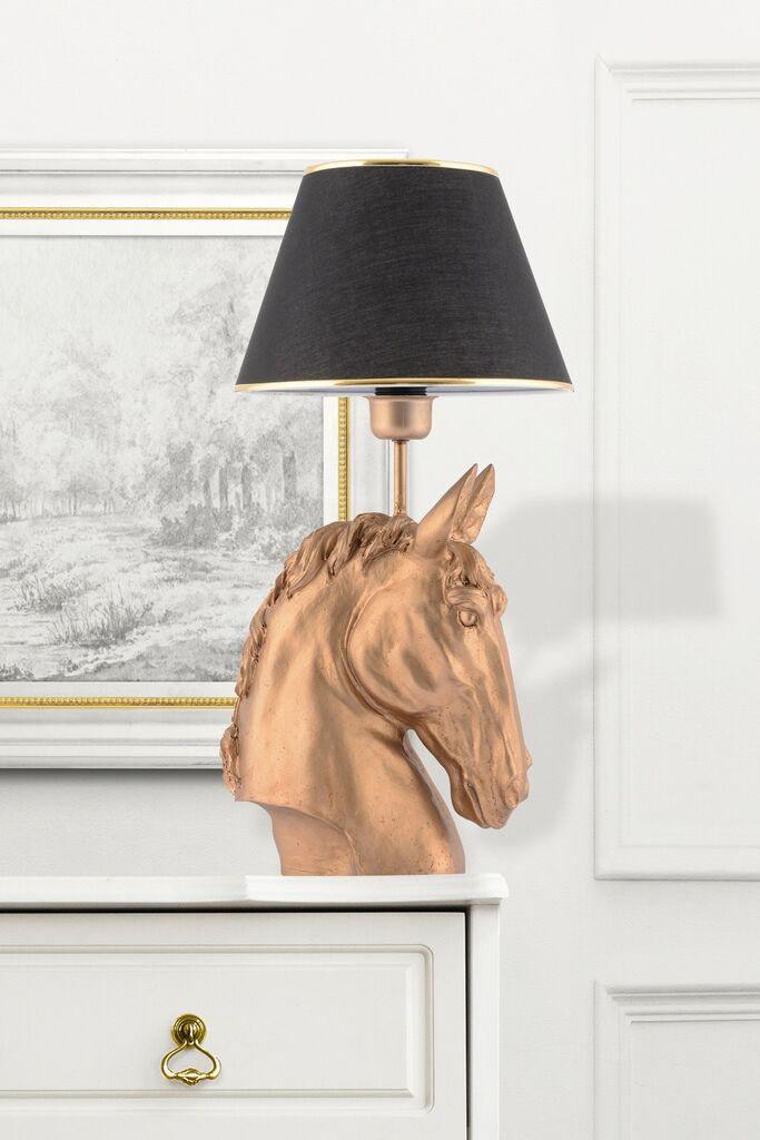 Столна ламба Opviq Horse Black Gold, златно-црна