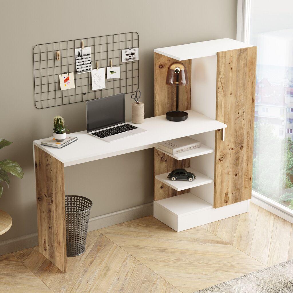 Биро Hanah Home CT2 AW, кафеаво-бело