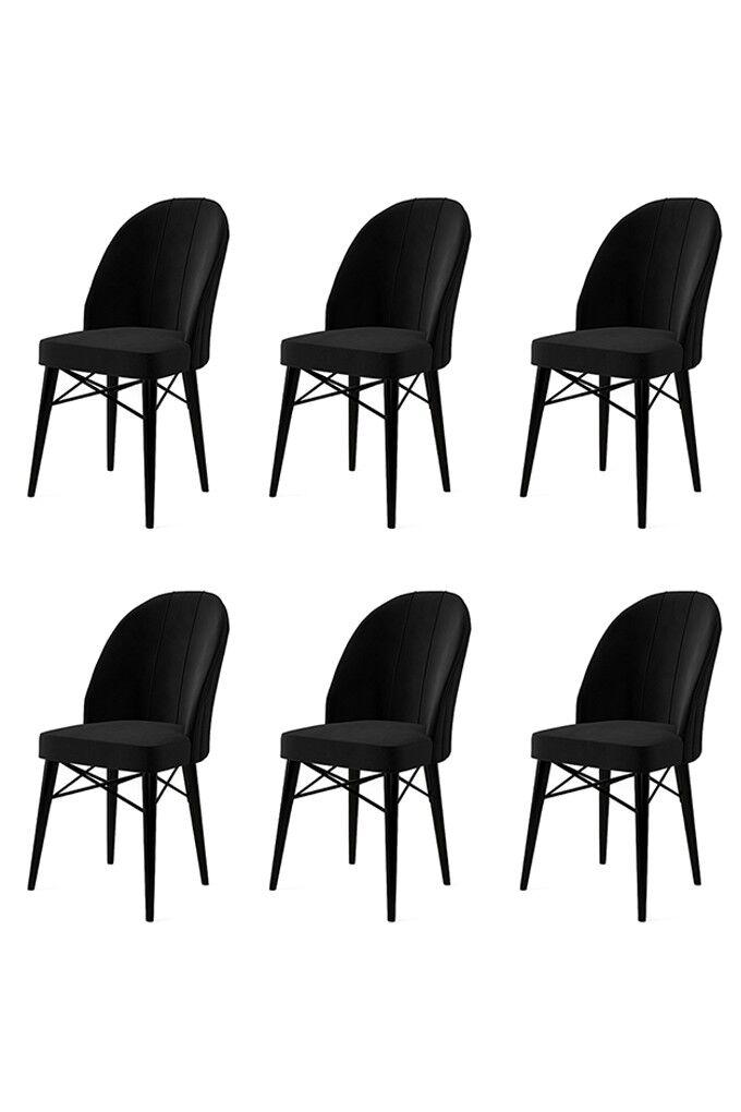Комплет од 6 трпезариски столчиња Hanah Home, Rhythm Black