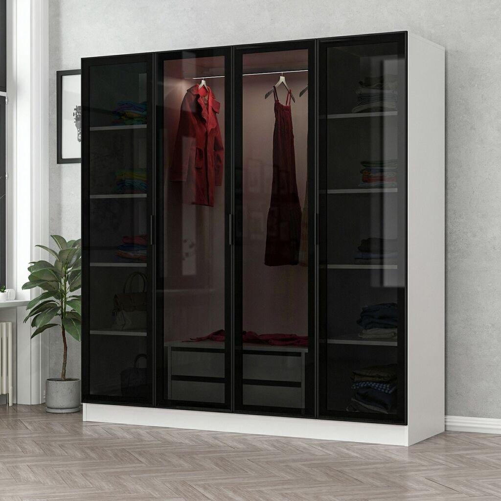 Гардеробер Hanah Home Кале 180x190x52 см Бело-Црно