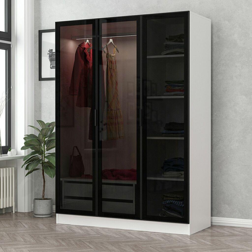 Гардеробер Hanah Home Кале 135x210x52 см Бело-Црно