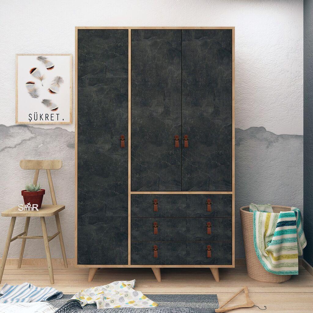 Гардеробер Hanah Home со димензии 120x187x52 см даб-темно сива