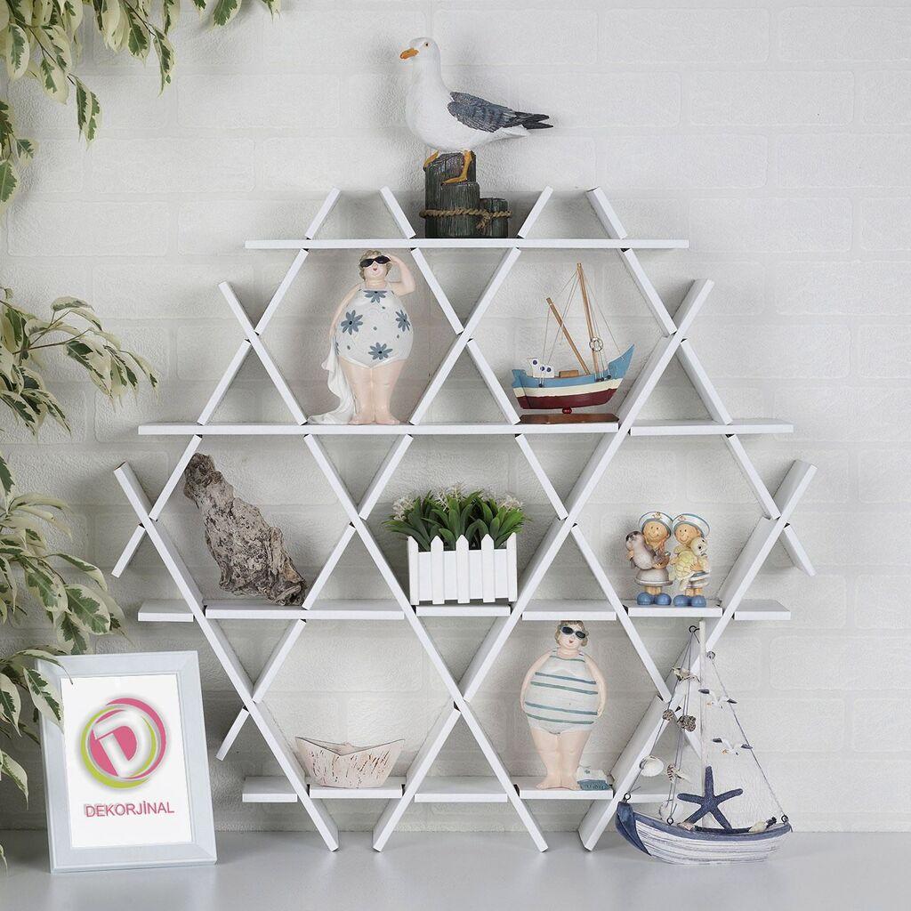 Aberto Design Картонска полица HEXBEYAZ-M, Брановидна, 70x67x11 см, 4 кг, Бела