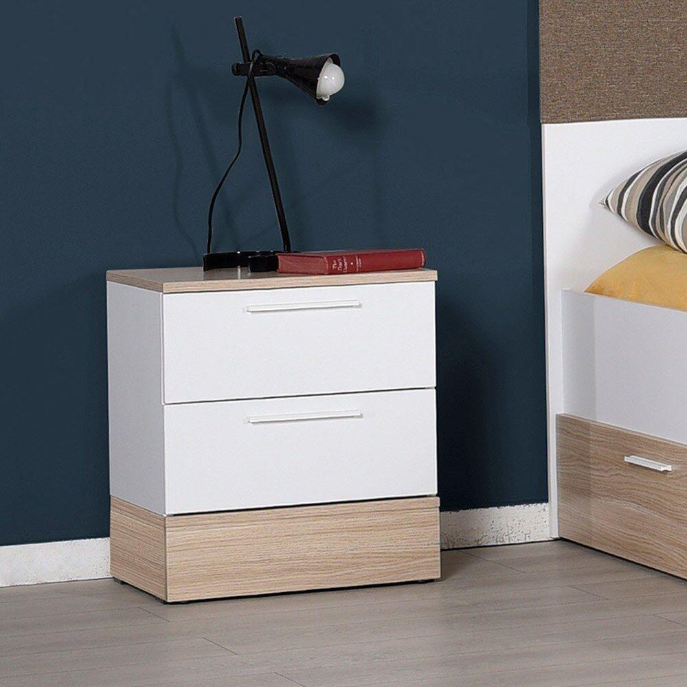Ноќна масичка Hanah Home 45x52x40см даб-бела